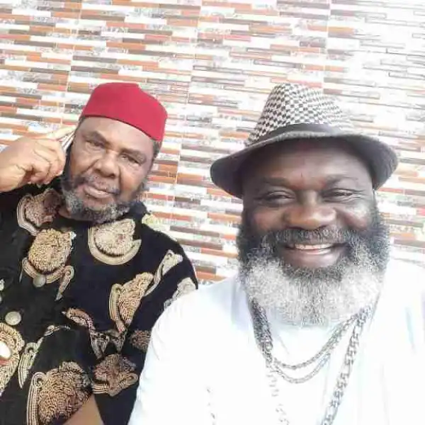 Beard Gang: Actors Pete Edochie And Harry B Anyanwu Pose On A Movie Set (Photo)